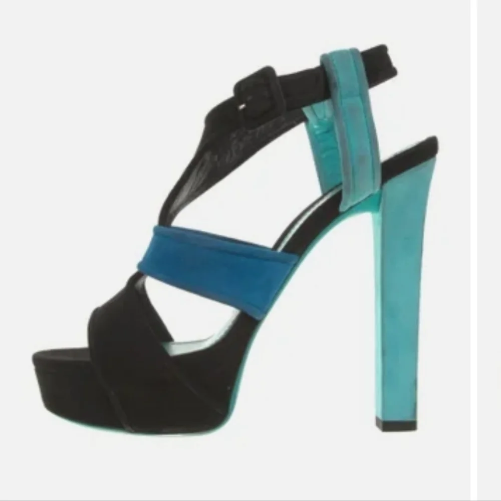 Gucci Women's Tri color suede Slingback Sandals Platform Size 39.5 - Picture 2 of 13